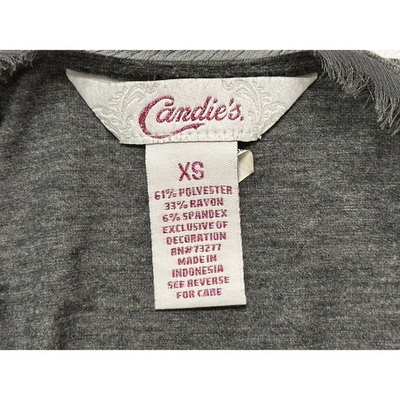 Candies Garden Mist Sleeveless Knee Length Dress Gray Floral Rosette Neckline XS - Picture 2 of 5